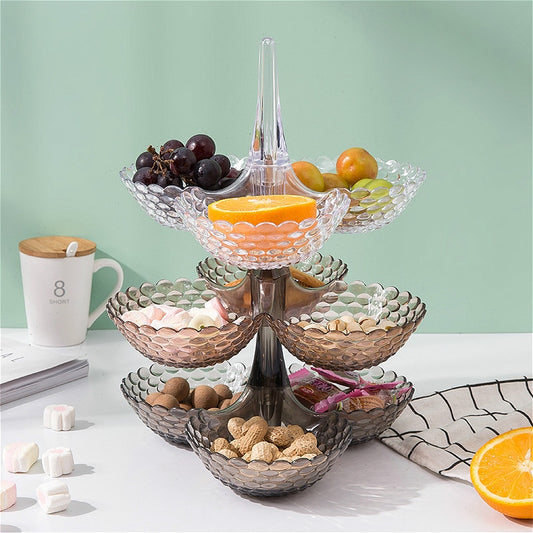 Stacked  European Storage Tray Multi-layer Plastic Plate Dried Fruit Snack Platter Bowl