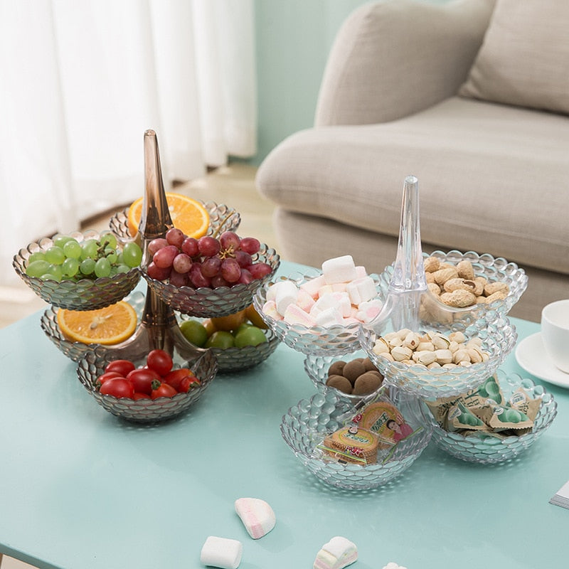 Stacked  European Storage Tray Multi-layer Plastic Plate Dried Fruit Snack Platter Bowl