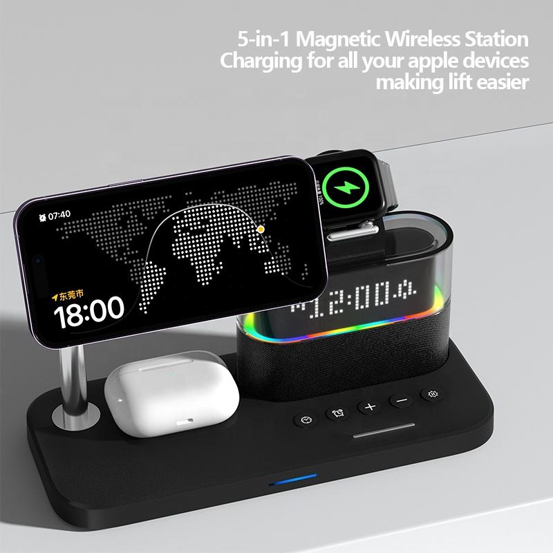 Magnetic wireless charger 3-in-1 wireless charging clock wireless charger suitable for Apple