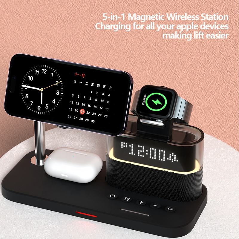 Magnetic wireless charger 3-in-1 wireless charging clock wireless charger suitable for Apple